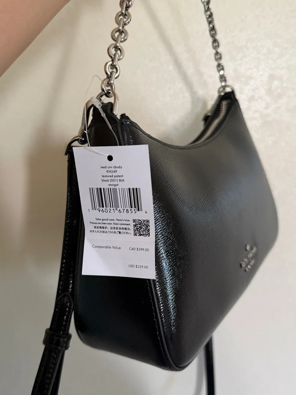 kate spade Black Patent Shoulder Bag with Chain Strap